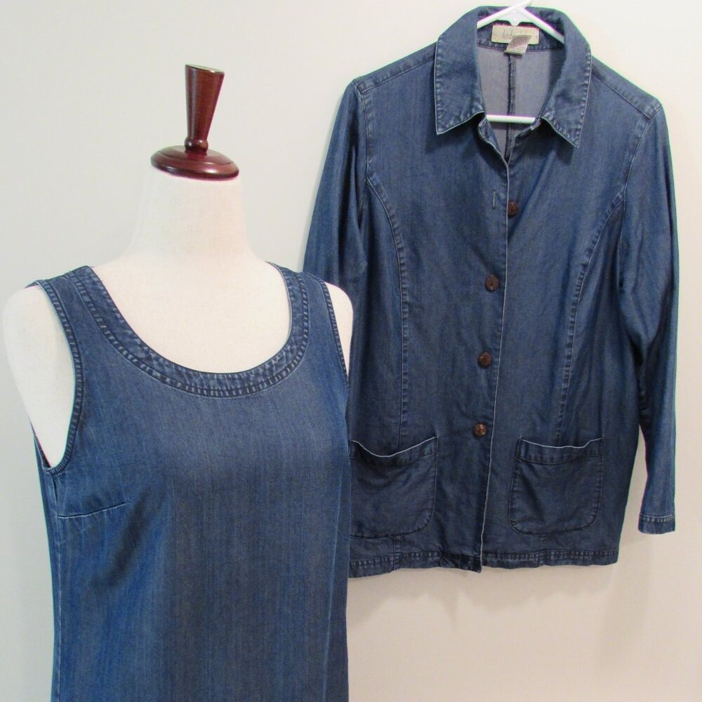Linden Hill Vintage Chambray Denim Maxi Dress/Jacket Set Medium
